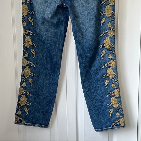 TRUE RELIGION size 30 high waist slim straight leg ornate jeans denim streetwear - Picture 8 of 16